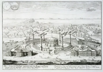 Tempel gekopieerd van een ontwerp op een medaille gevonden naast een Egyptische mummie, uit 